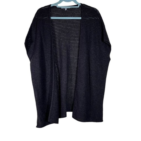 Neiman Marcus Cashmere Knit Crochet Sleeveless Cardigan Small Brown Oversized - Picture 1 of 8
